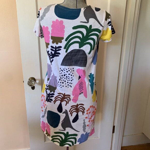 DOOPS Designs Australia Cotton Tshirt Dress S Handmade Ethical Artsy Print Whims - Picture 2 of 6